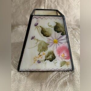 Tea Light Holder Hand Painted Shade